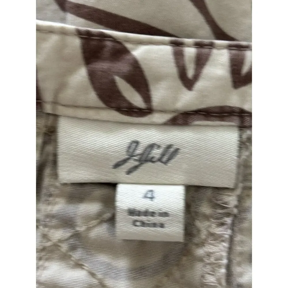 J. Jill Long Maxi Skirt Women's Size 4 Sand and Brown Floral Side Zip Pleated‎